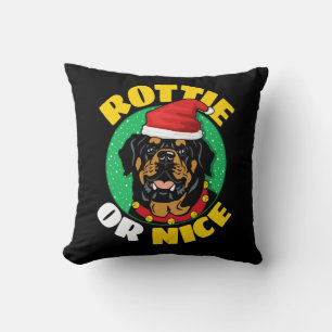 Rottie or Nice Rottweiler Christmas Throw Pillow