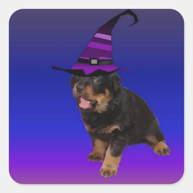 Rottie Witch Square Sticker (Front)