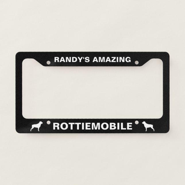 Rottiemobile Rottweiler Dog Silhouettes Custom License Plate Frame (Front)