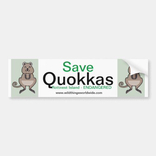 Rottnest Island _ Cute Save QUOKKAS _ Australia Bumper Sticker