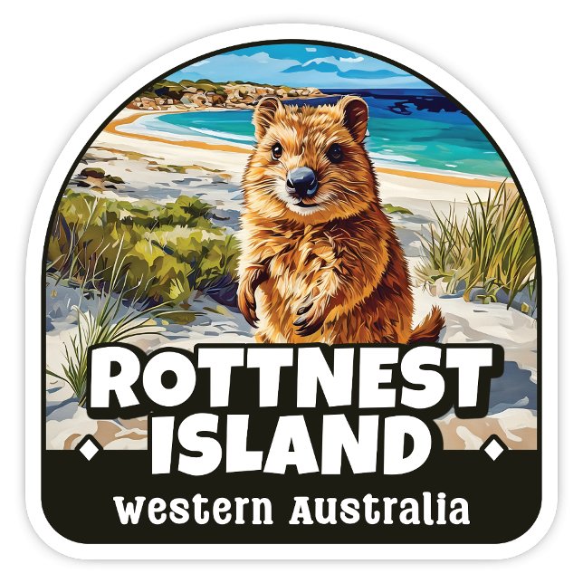 Rottnest Island, Western Australia Sticker (Rottnest Island Western Australia Quokka arch shaped destination sticker)