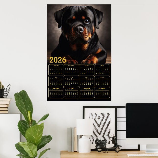 Rottweiler 2026 Calendar  Poster (Home Office)