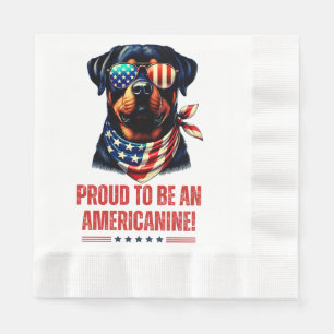 Rottweiler 4th of July American Flag Glasses Napkins