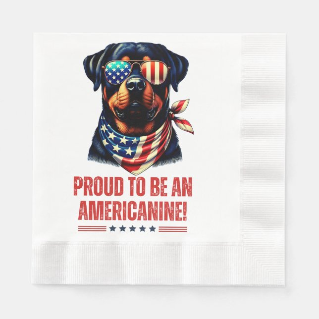 Rottweiler 4th of July American Flag Glasses Napkins (Front)