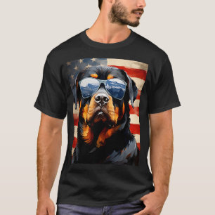 Rottweiler 4th of July american flag T-Shirt