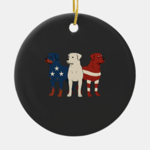 Rottweiler 4th of July Dog Lover Men USA Flag Ceramic Ornament