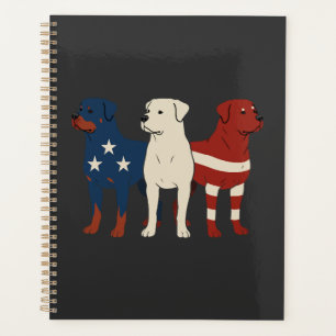 Rottweiler 4th of July Dog Lover Men USA Flag Planner