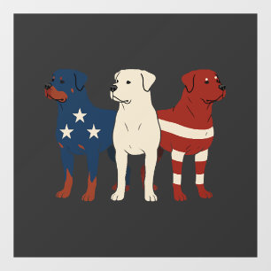Rottweiler 4th of July Dog Lover Men USA Flag Window Cling