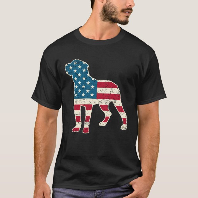 Rottweiler 4th of July Dog  Men Women USA American T-Shirt (Front)