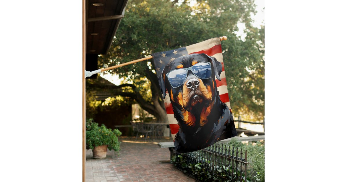 July Rottweiler Rottweiler 4th of July Independence day House Flag | Zazzle