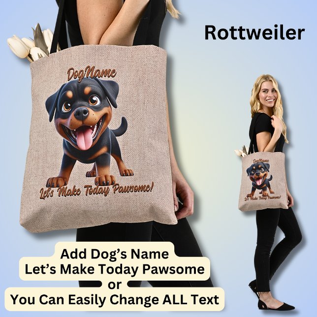 Rottweiler - Add Dog's Name, Change Text Tote Bag (Creator Uploaded)