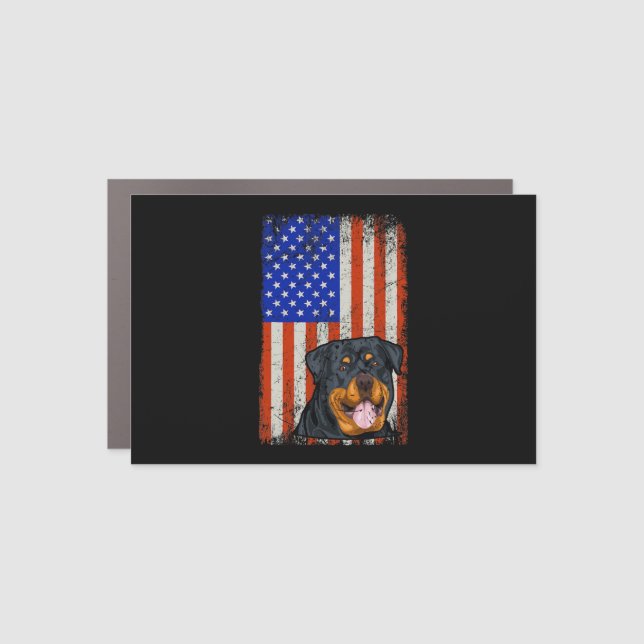 Rottweiler American Flag Rottweiler Car Magnet (Front)