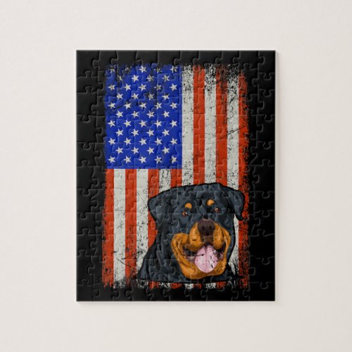 Rottweiler American Flag Rottweiler Jigsaw Puzzle