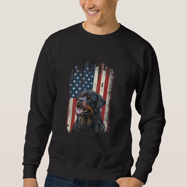 rottweiler american flag  usa patriotic dog lover sweatshirt (Front)