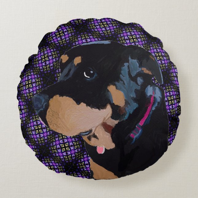 Rottweiler, An Animal Friend Forever Round Pillow (Front)