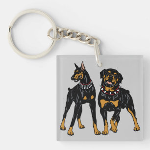 rottweiler and doberman keychain