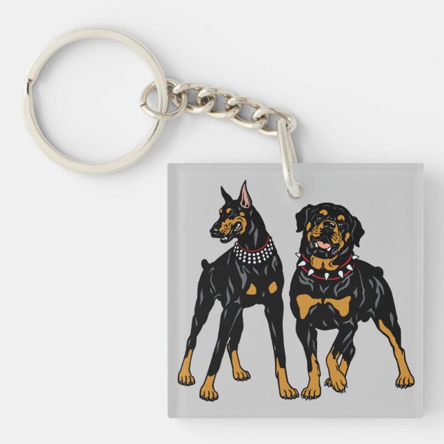 rottweiler and doberman keychain (Front)