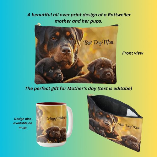 Rottweiler and puppies Best Dog Mom  Accessory Pouch
