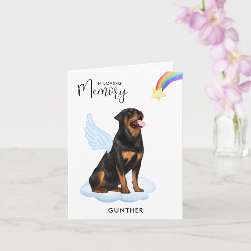 Rottweiler Angel Dog Memorial Pet Loss Sympathy Card