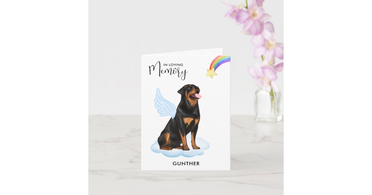 Rottweiler Angel Dog Memorial Pet Loss Sympathy Card | Zazzle