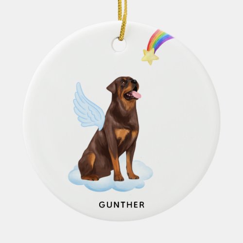 Rottweiler Angel Personalized Dog Pet Memorial  Ceramic Ornament