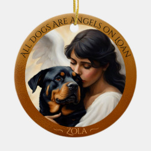 Rottweiler Angel Personalized Memorial Ceramic Ornament