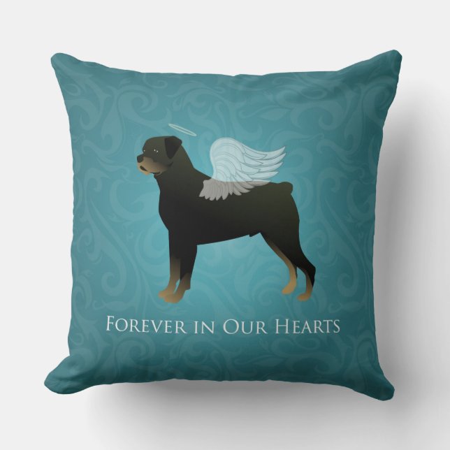 Rottweiler Angel - Pet Memorial Design Throw Pillow (Front)
