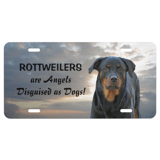 Rottweiler Angels Disguised as Dogs License Plate (Front)