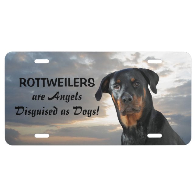 Rottweiler Angels License Plate (Front)