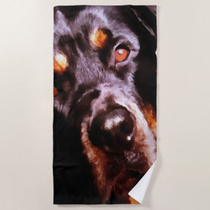 Rottweiler Artistic Pet Portait Beach Towel