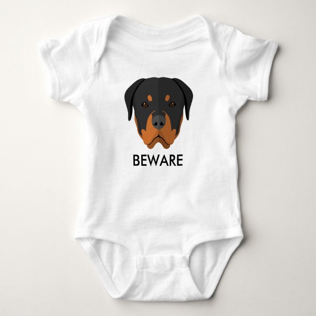 Rottweiler Beware Baby Bodysuit (Front)