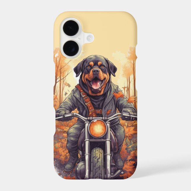 Rottweiler Biker Autumn Forest iPhone Case (Back)