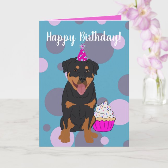 Rottweiler Birthday  Card (Orchid)