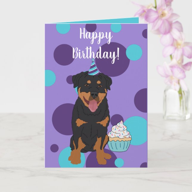 Rottweiler Birthday  Card (Orchid)