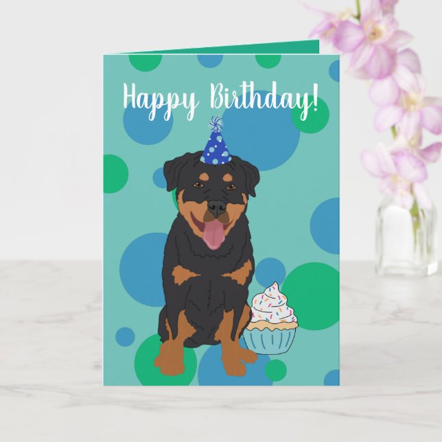 Rottweiler Birthday  Card (Orchid)