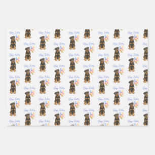 Rottweiler Birthday Dog Wrapping Paper Sheets