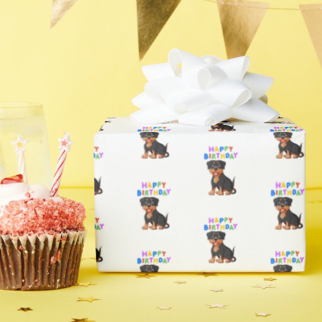 Rottweiler Birthday  Wrapping Paper (Birthday Party)