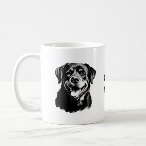 Rottweiler Black and White Silhouette  Coffee Mug