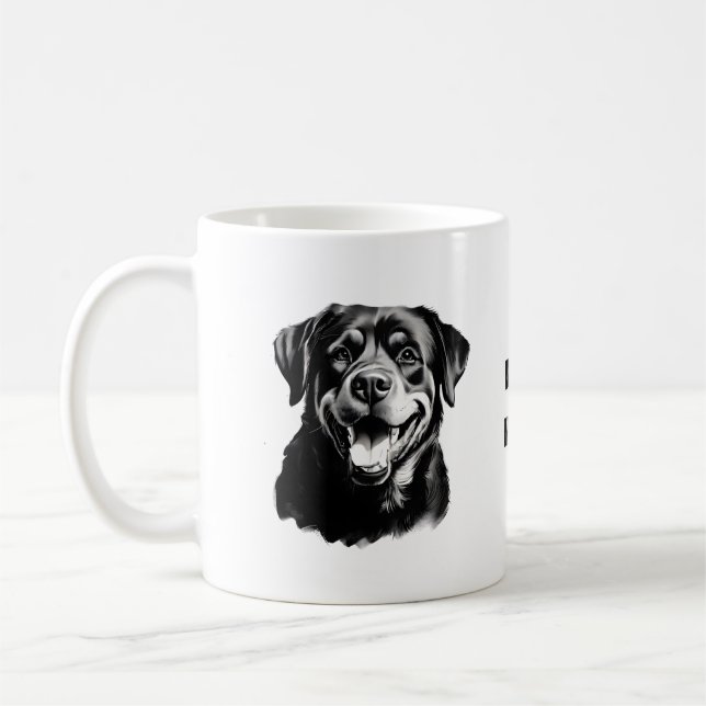 Rottweiler Black and White Silhouette  Coffee Mug (Left)