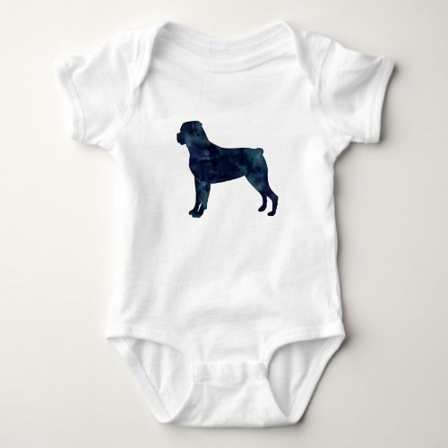 Rottweiler Black Watercolor Silhouette Baby Bodysuit