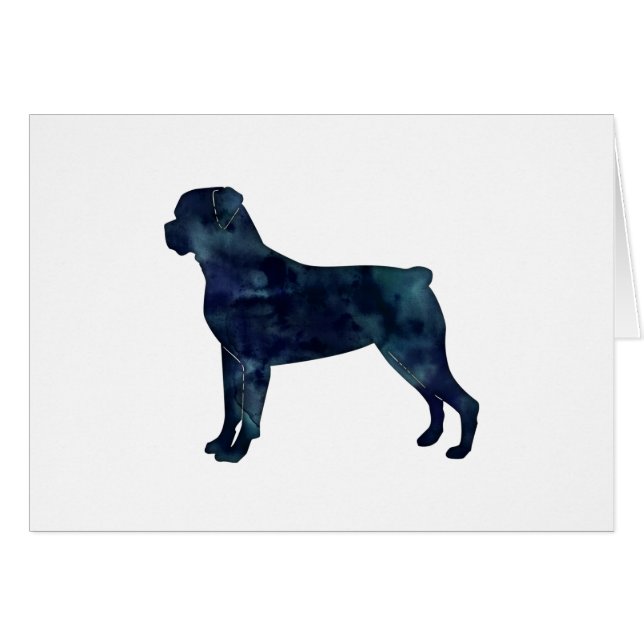 Rottweiler Black Watercolor Silhouette Card (Front Horizontal)