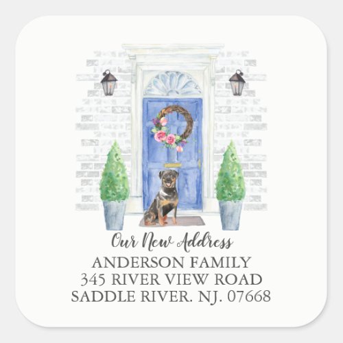 Rottweiler Blue Door New Address Label Sticker