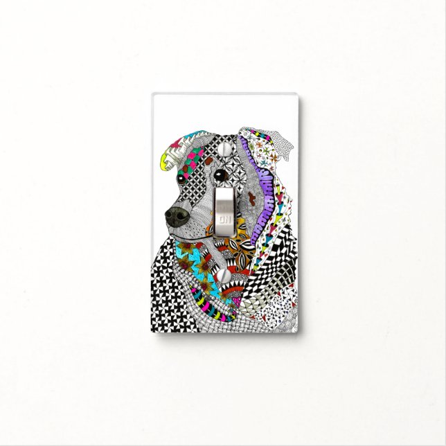 Rottweiler Border Collie Light Switch Cover (In Situ)