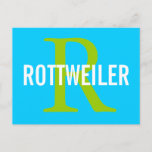 Rottweiler Breed Monogram Design Postcard