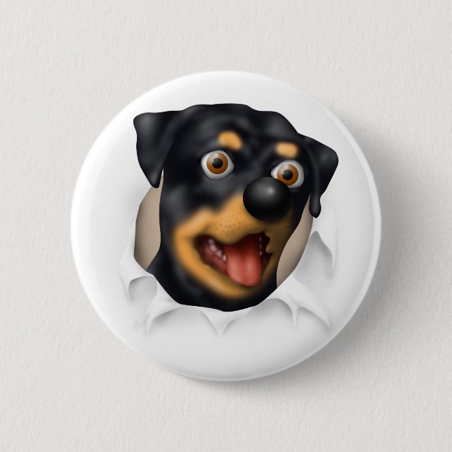 Rottweiler Busting Out Pinback Button (Front)