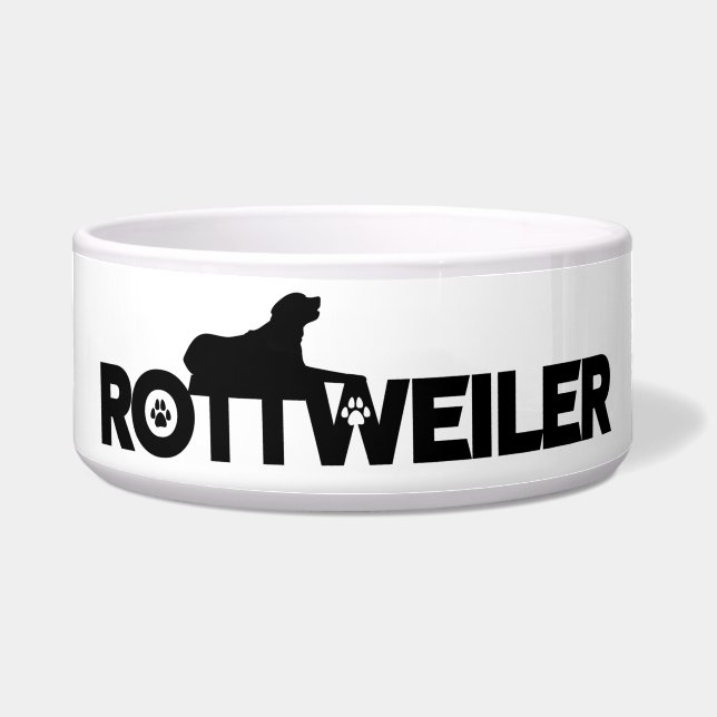 Rottweiler Ceramic Dog Bowl (Front)
