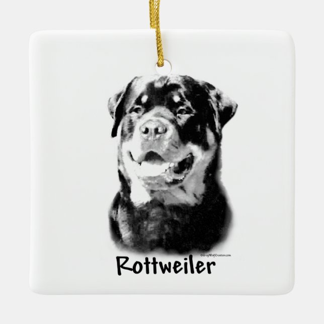 Rottweiler Charcoal Keychain Ceramic Ornament (Front)