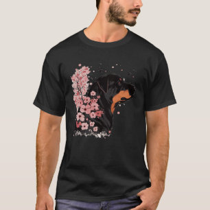 Rottweiler Cherry Blossom Dog Japanese Sakura Flow T-Shirt