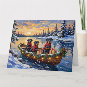 Rottweiler Christmas Boat Holiday Card