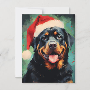Rottweiler Christmas brush painting artwork Holiday Card